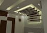 design modern false ceiling, chandelier and wall panels with realistic 3d render
